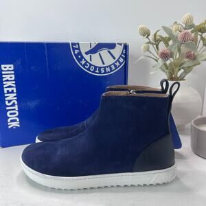Birkenstock Myra Suede Ankle Boot Side Zip Navy Blue Women 6/EU37 NWB Narrow Fit